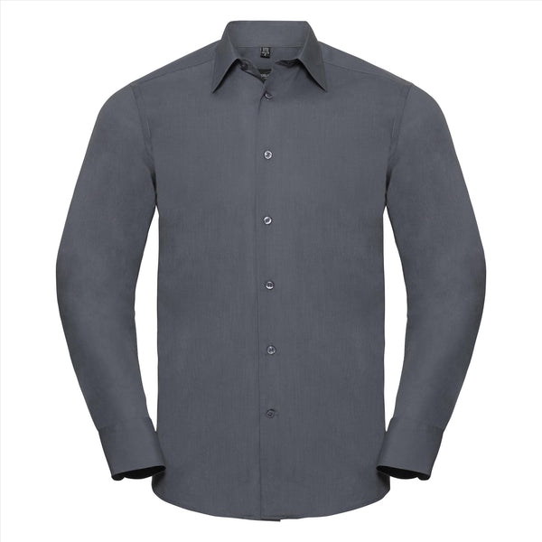 Russell Men Lsl Tailored Polycot. Poplin Shirt