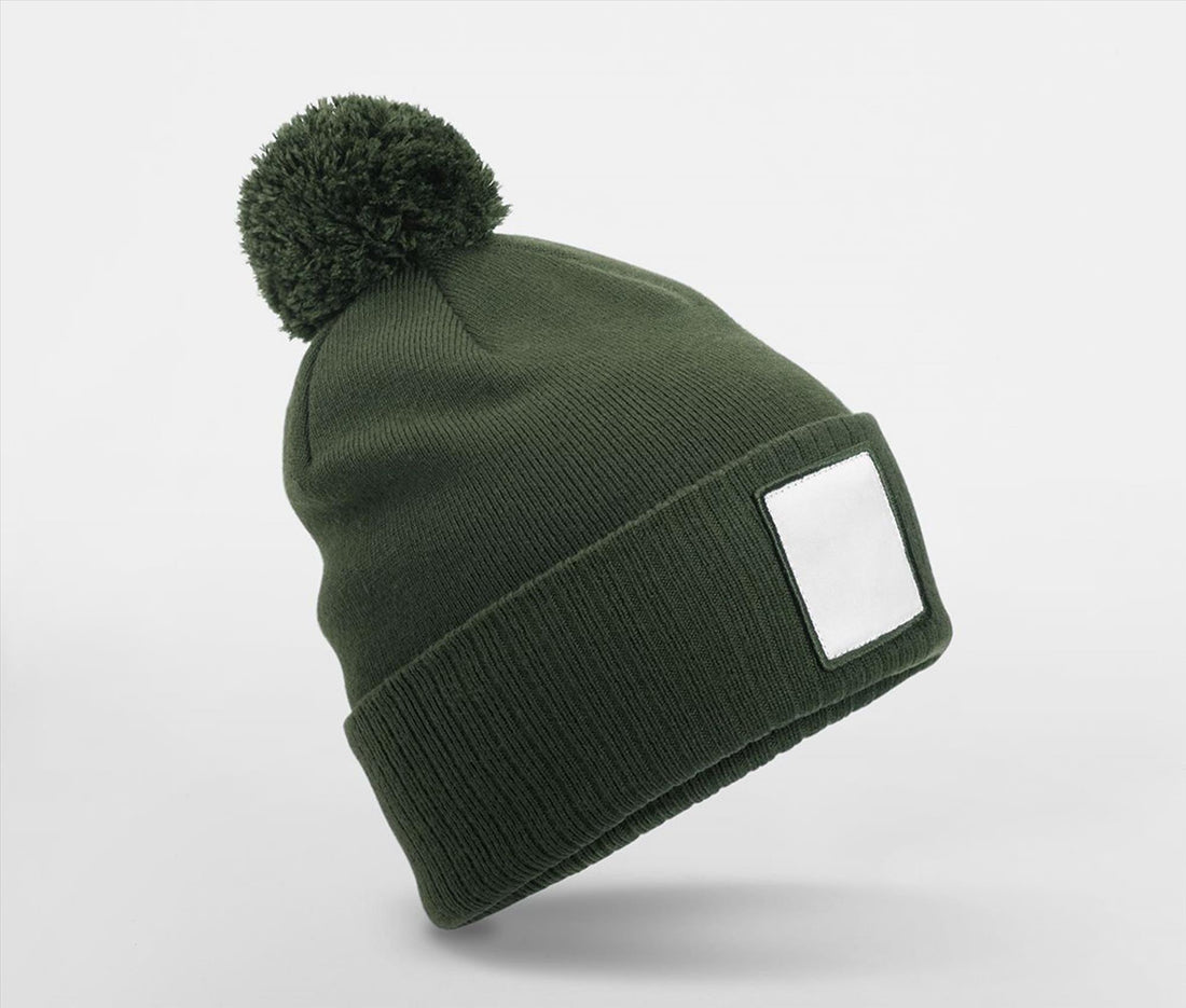 Beechfield Applique Patch Pom Beanie