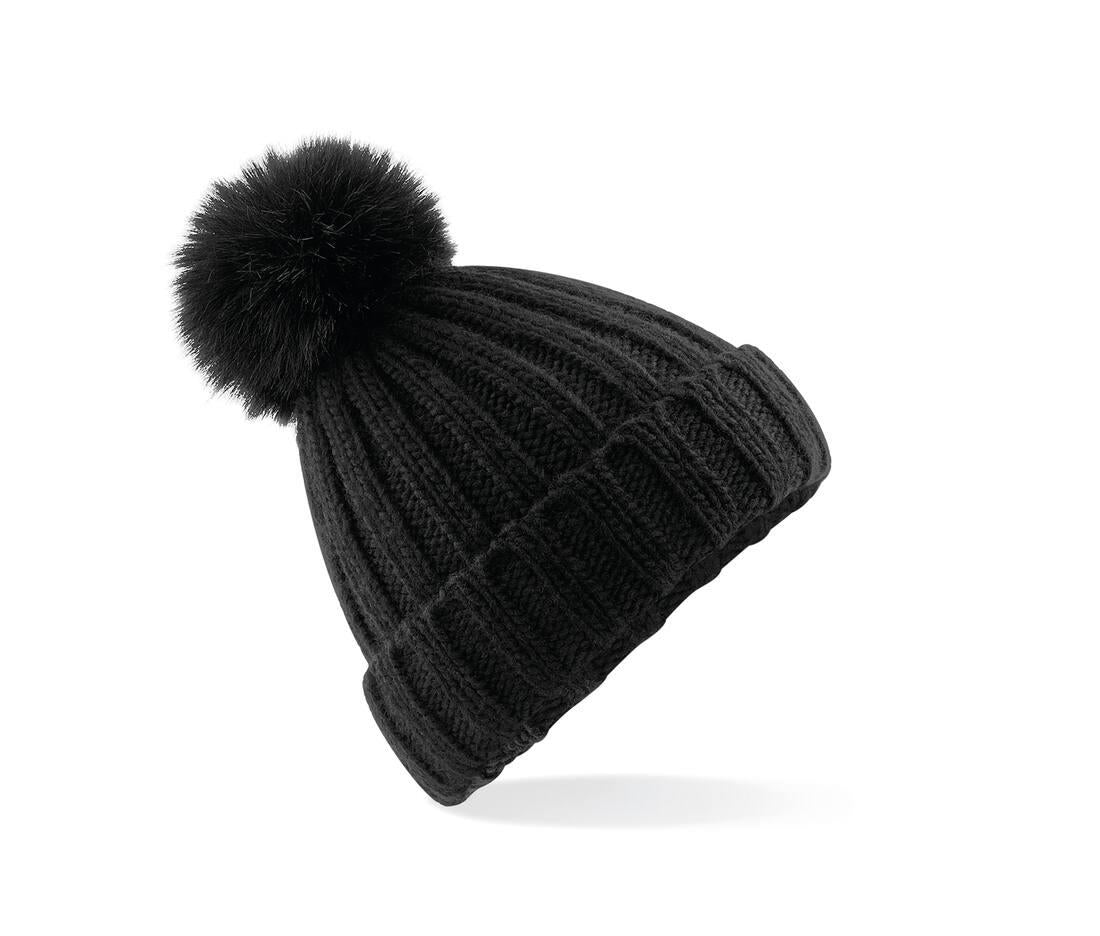 Beechfield Verbier Faux Fur Pop Pom Chunky Beanie