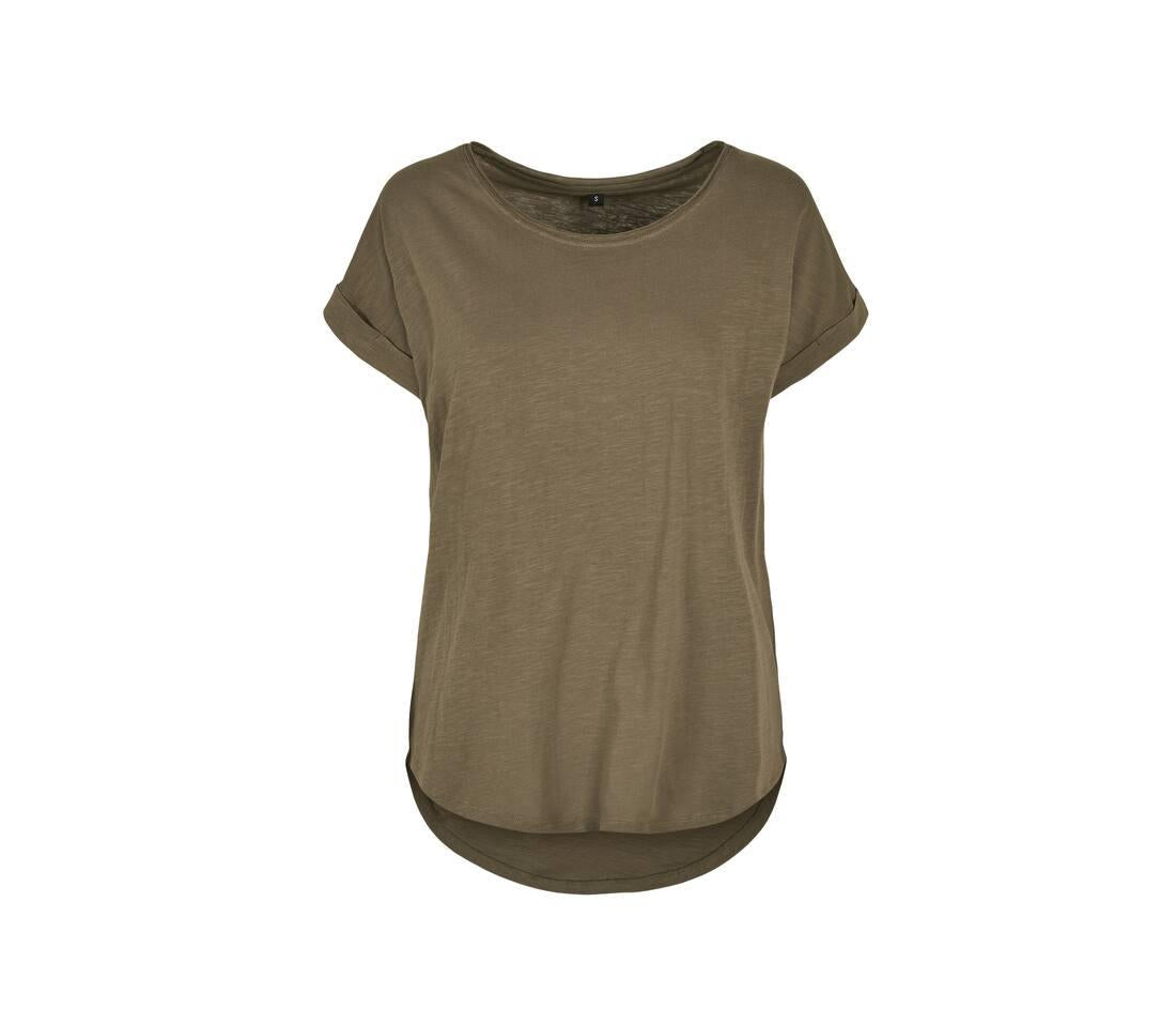 Build Your Brand Ladies Long Slub T-shirt