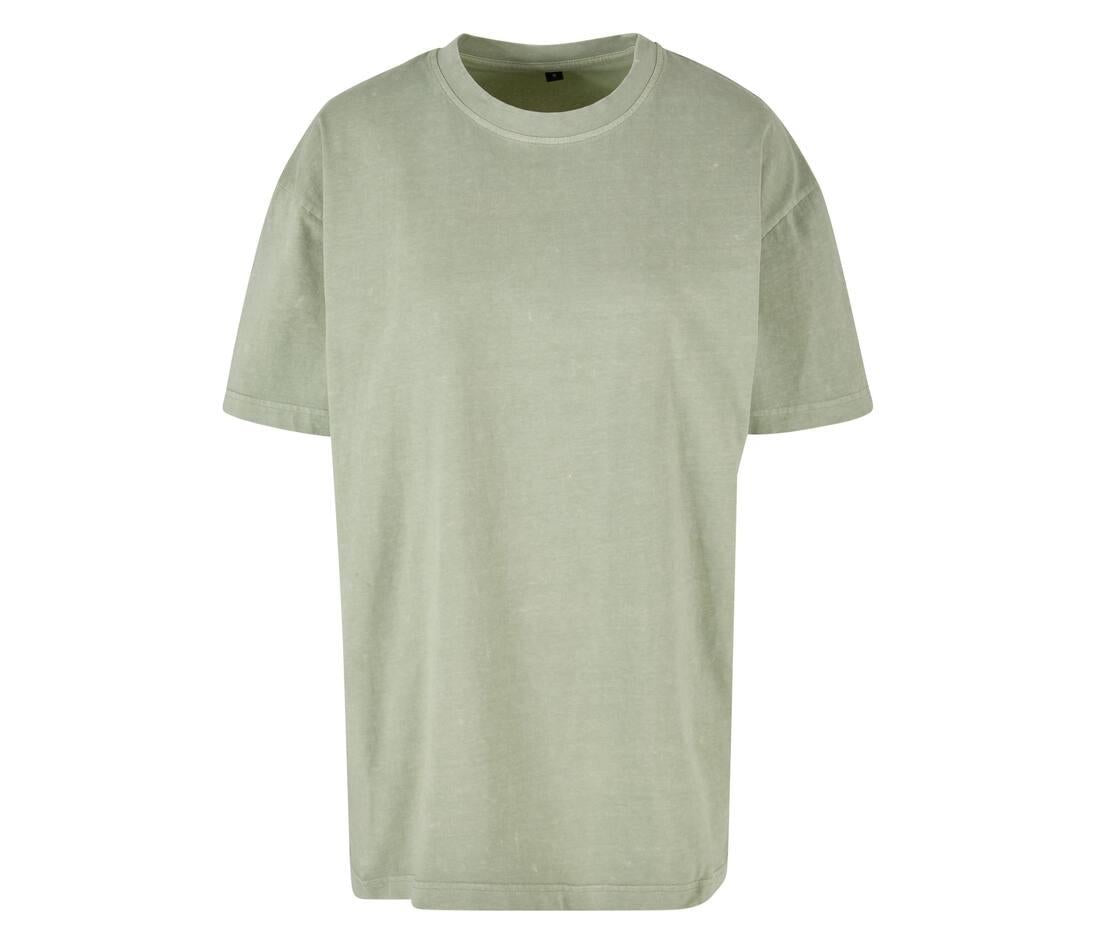 Build Your Brand Ladies Oversized Acid Wash T-shirt