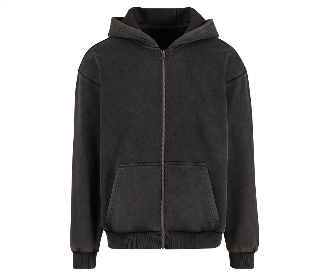 Build Your Brand Stonewash Heavy Zip Hoodie