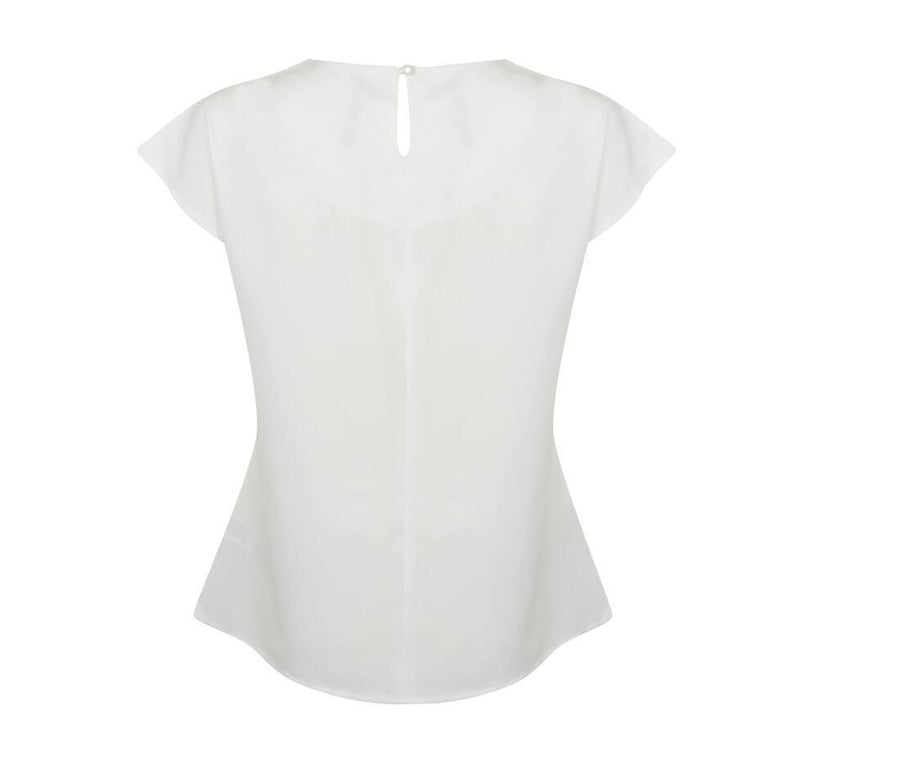 Ladies Pleat Front S/s Blouse