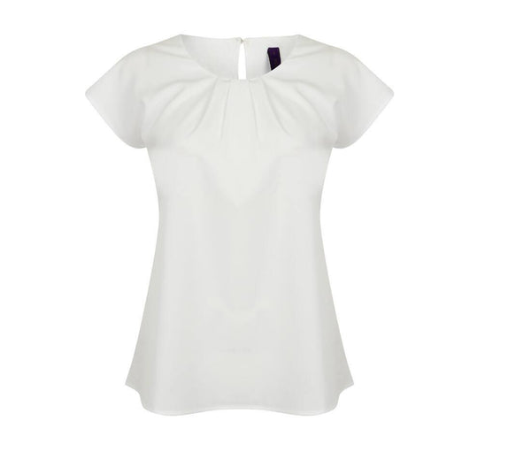 Henbury Ladies Pleat Front S/s Blouse