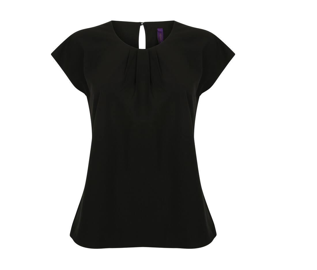 Henbury Ladies Pleat Front S/s Blouse