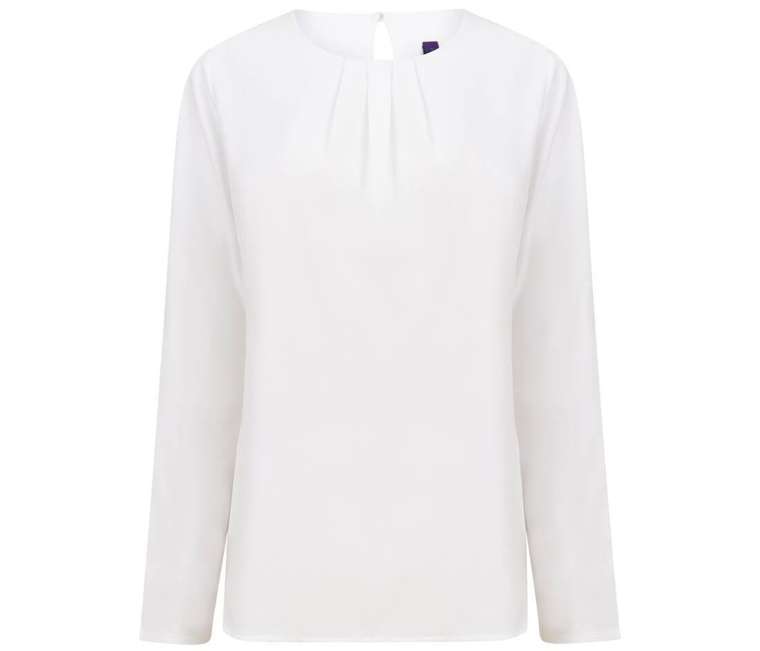 Henbury Ladies' Pleat Front Long Sleeved Blouse