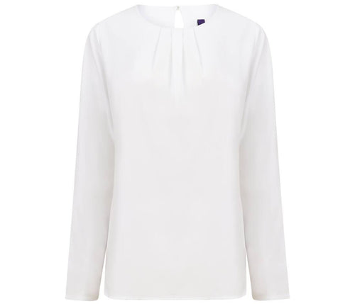 Henbury Ladies' Pleat Front Long Sleeved Blouse