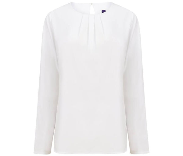 Henbury Ladies' Pleat Front Long Sleeved Blouse