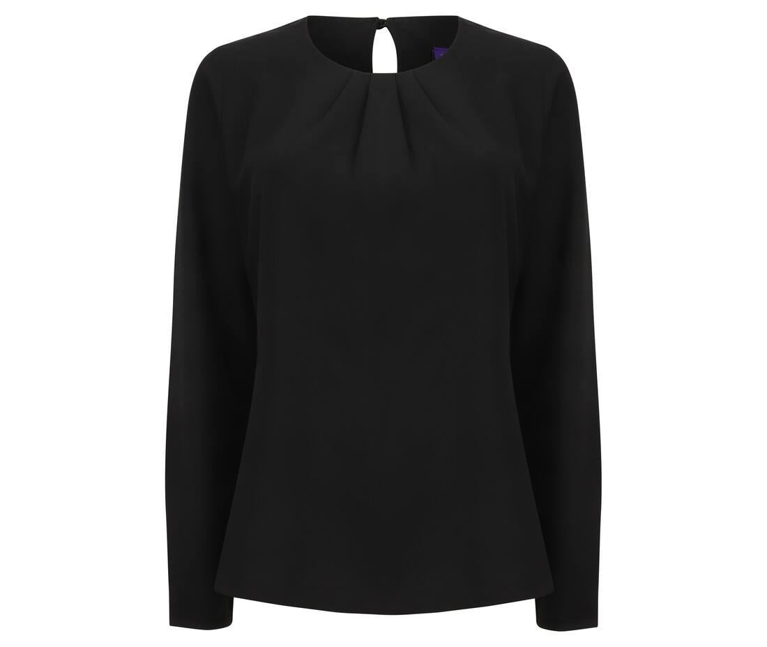 Henbury Ladies' Pleat Front Long Sleeved Blouse