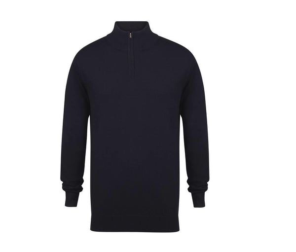 Henbury Men's Knitted Quarter Zip Jumper