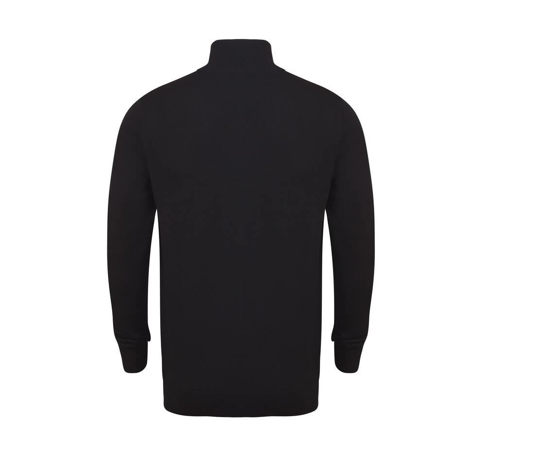 Henbury Men's Knitted Quarter Zip Jumper