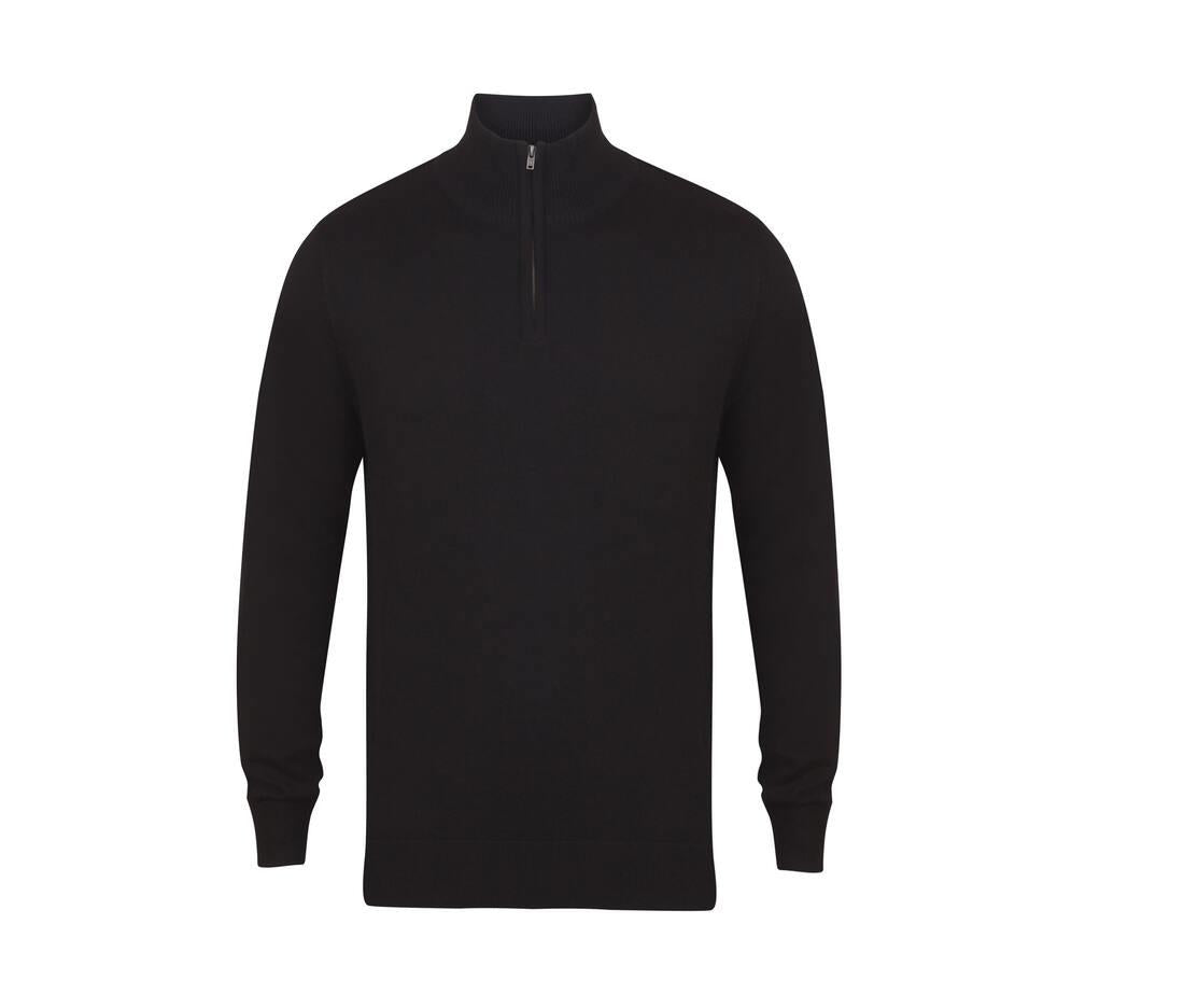 Henbury Men's Knitted Quarter Zip Jumper