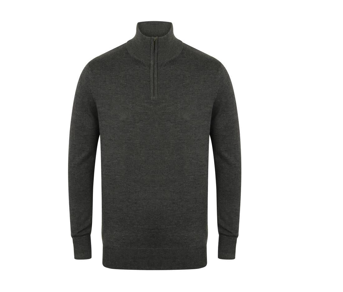 Henbury Men's Knitted Quarter Zip Jumper