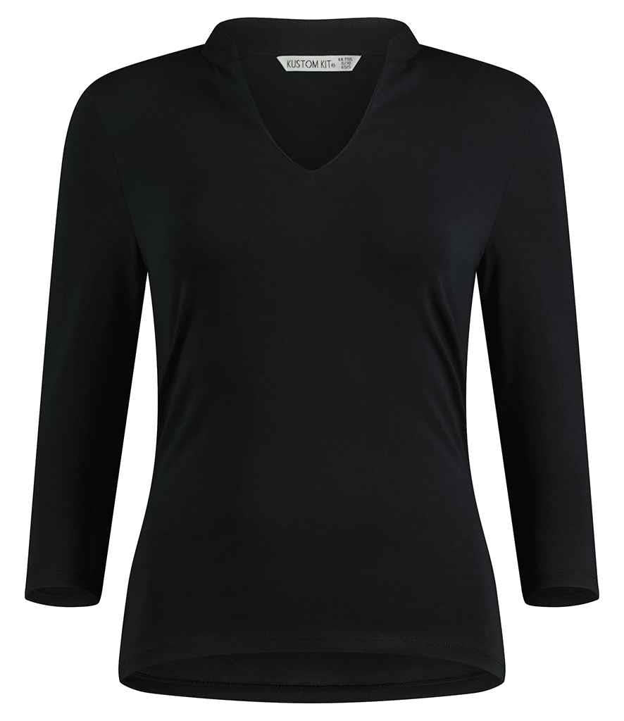 Ladies 3/4 Sleeve Mandarin Collar Top