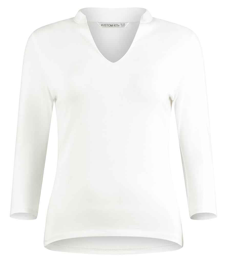Ladies 3/4 Sleeve Mandarin Collar Top