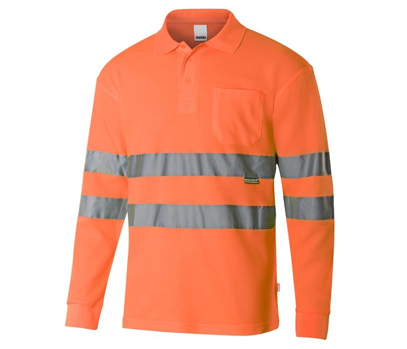 Velilla High Visibility Ls Cotton Polo Shirt