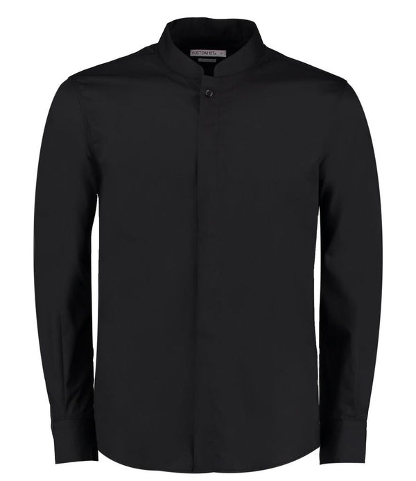 Long Sleeve Tailored Mandarin Collar Shirt