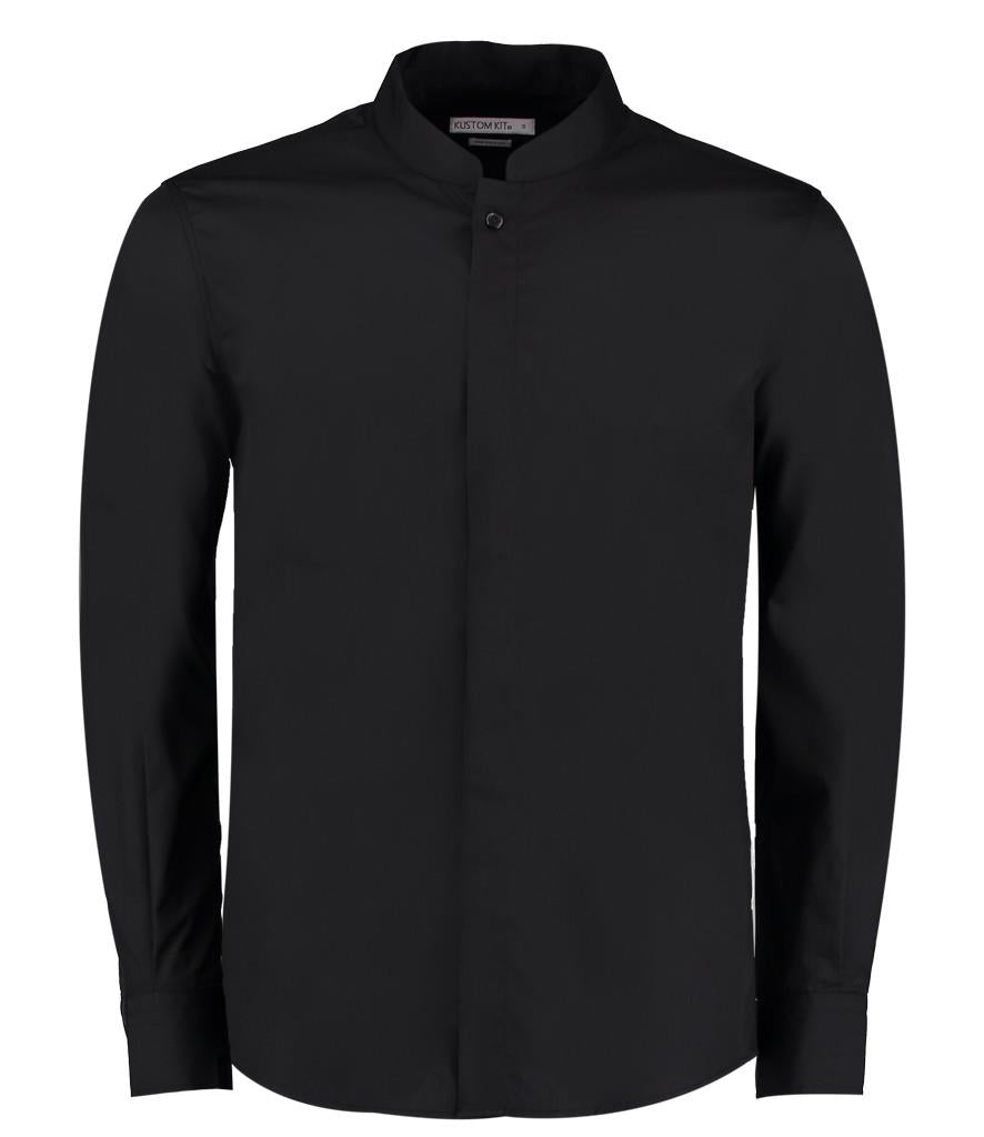 Long Sleeve Tailored Mandarin Collar Shirt