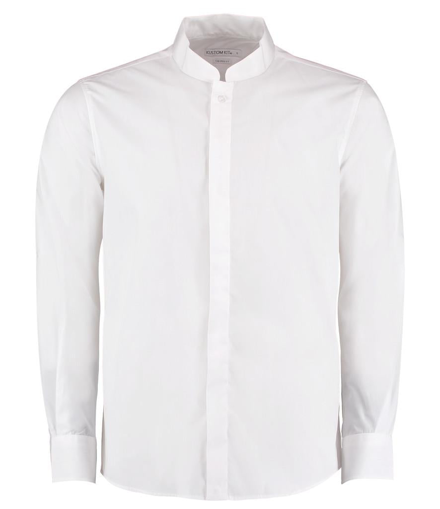 Kustom Kit Long Sleeve Tailored Mandarin Collar Shirt