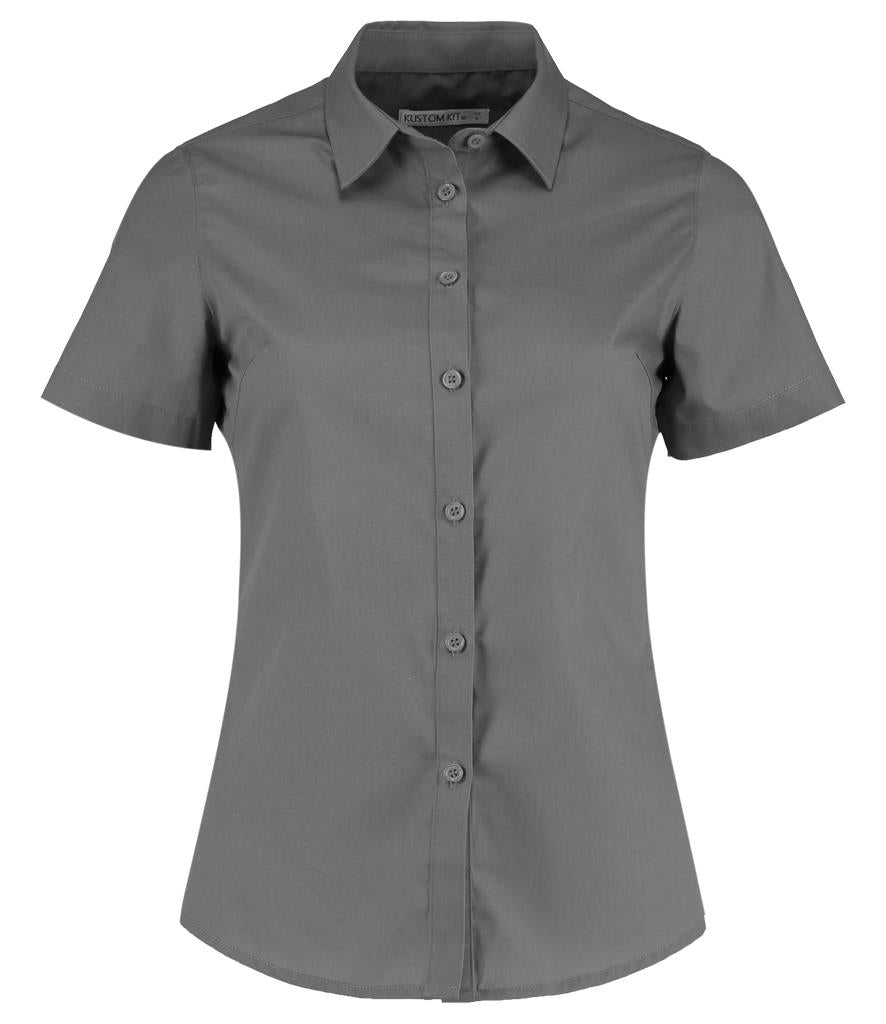Ladies Short Sleeve Tailored Poplin Shirt
