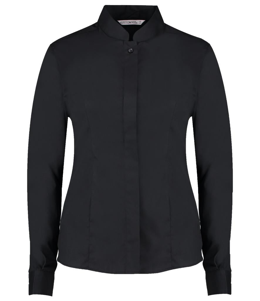 Ladies Long Sleeve Tailored Mandarin Collar Shirt