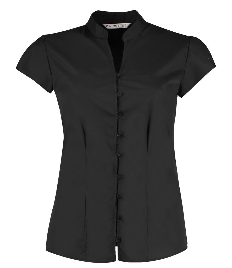 Ladies Cap Sleeve V Neck Tailored Continental Blouse