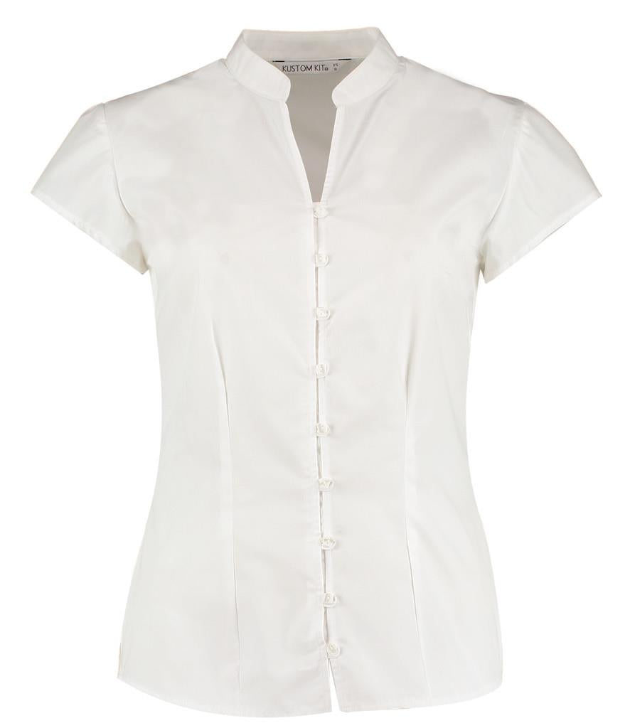 Ladies Cap Sleeve V Neck Tailored Continental Blouse