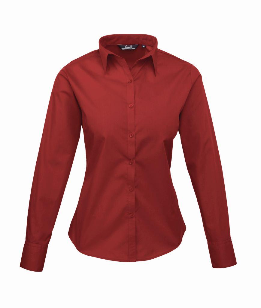 Premier Ladies Long Sleeve Poplin Blouse