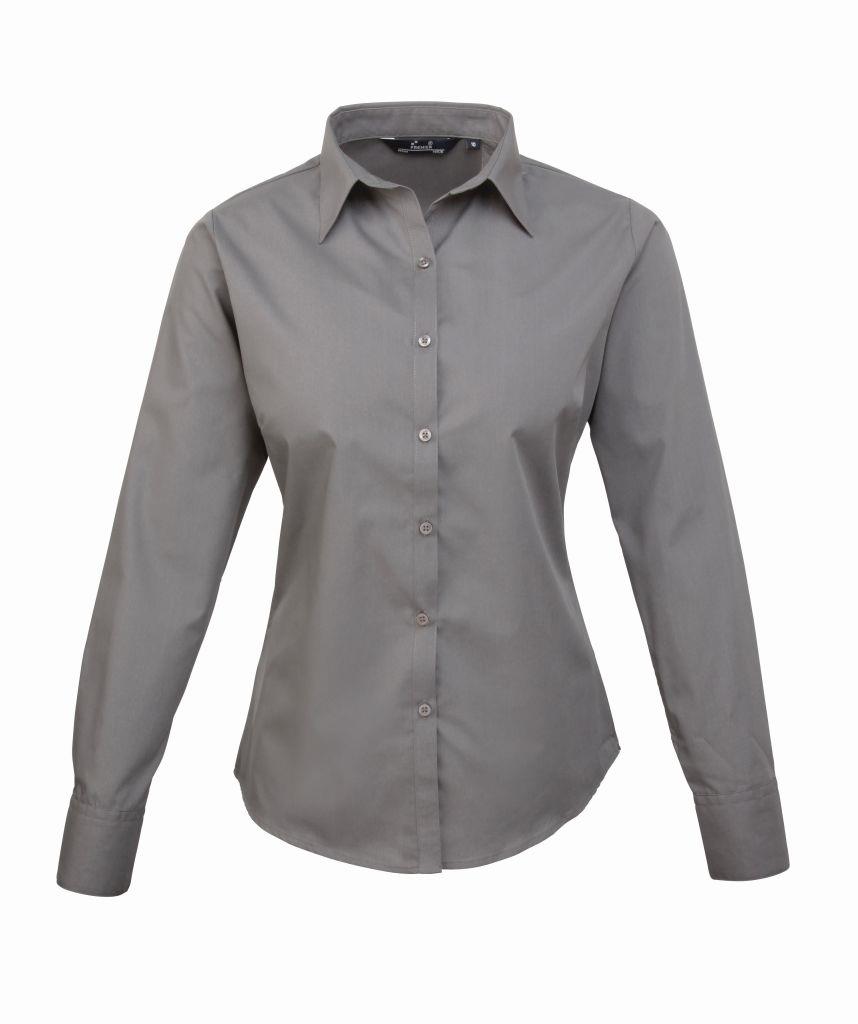 Premier Ladies Long Sleeve Poplin Blouse