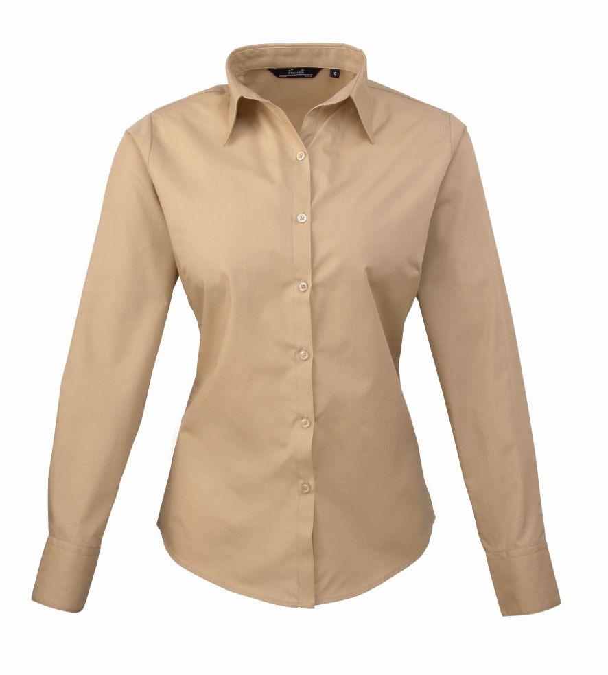Premier Ladies Long Sleeve Poplin Blouse
