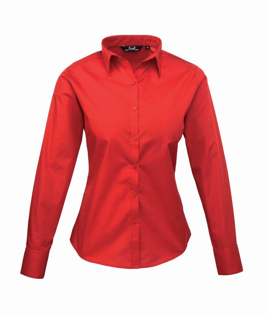Premier Ladies Long Sleeve Poplin Blouse