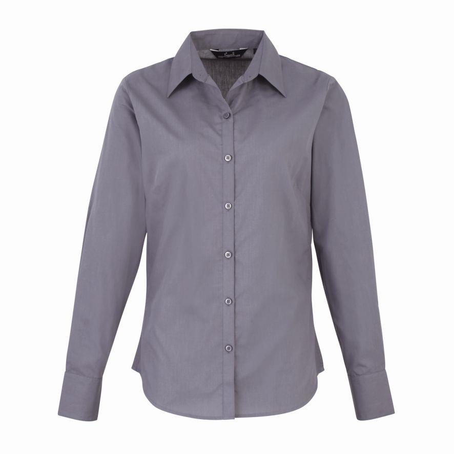 Premier Ladies Long Sleeve Poplin Blouse
