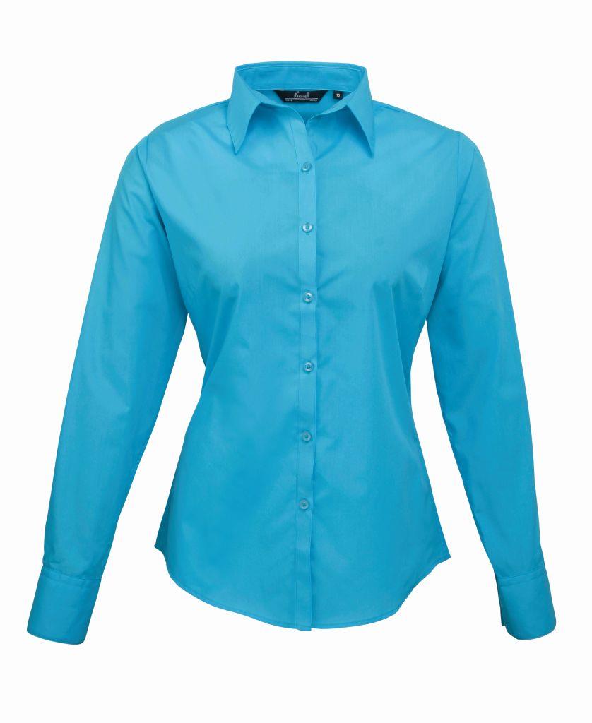Premier Ladies Long Sleeve Poplin Blouse