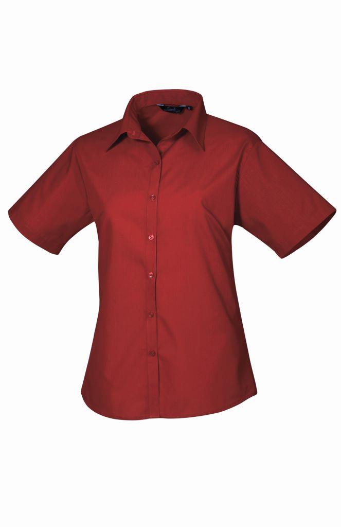 Premier Ladies Short Sleeve Poplin Blouse
