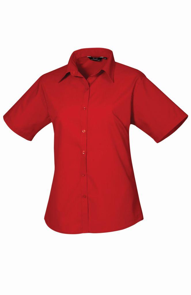 Premier Ladies Short Sleeve Poplin Blouse