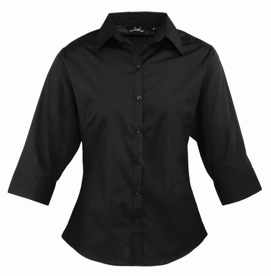 Ladies 3/4 Sleeve Poplin Blouse