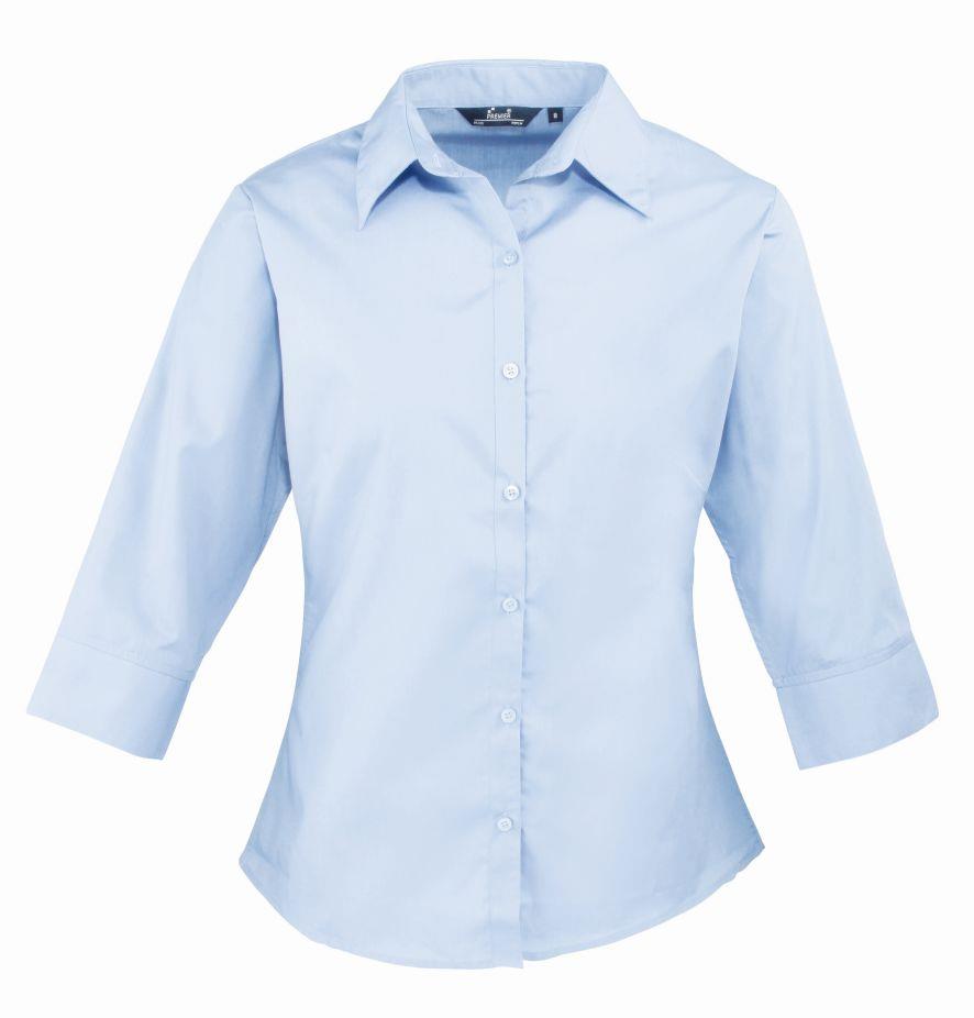 Ladies 3/4 Sleeve Poplin Blouse