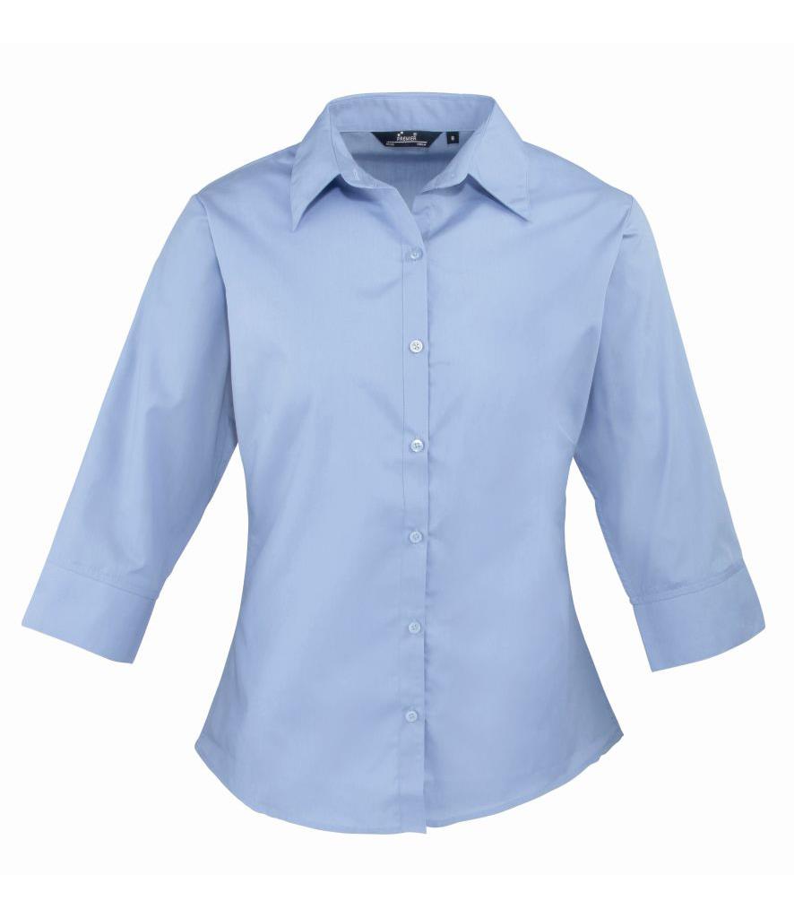 Ladies 3/4 Sleeve Poplin Blouse