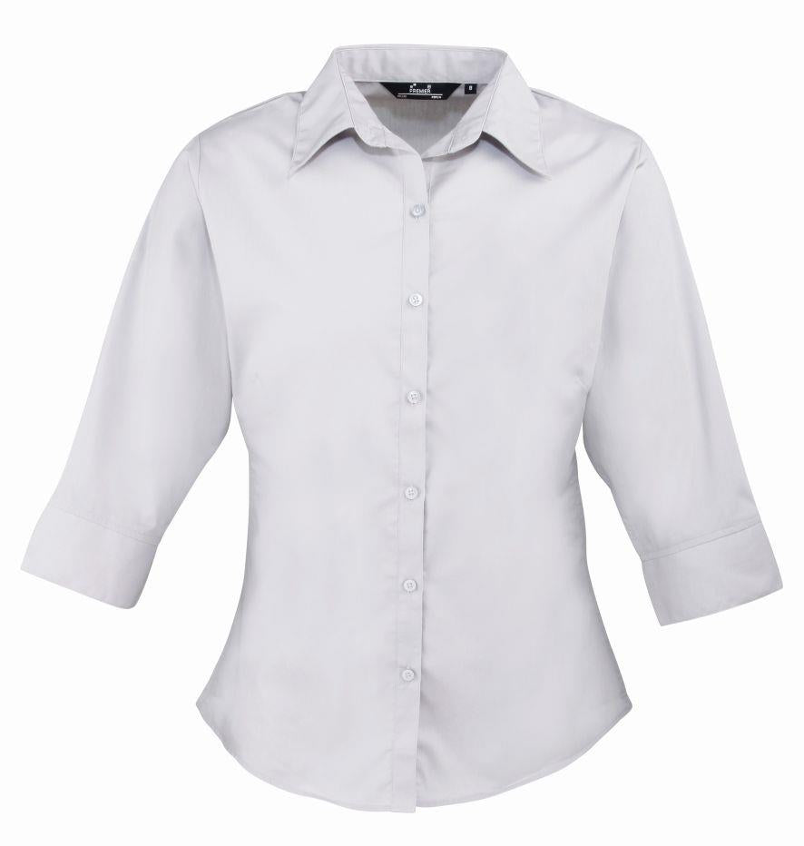 Ladies 3/4 Sleeve Poplin Blouse