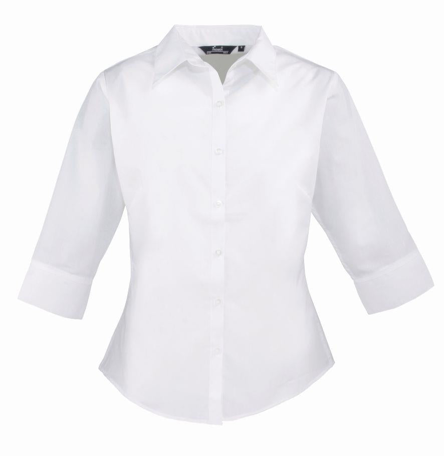 Ladies 3/4 Sleeve Poplin Blouse