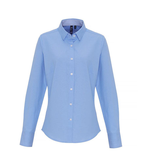 Ladies Long Sleeve Striped Oxford Shirt