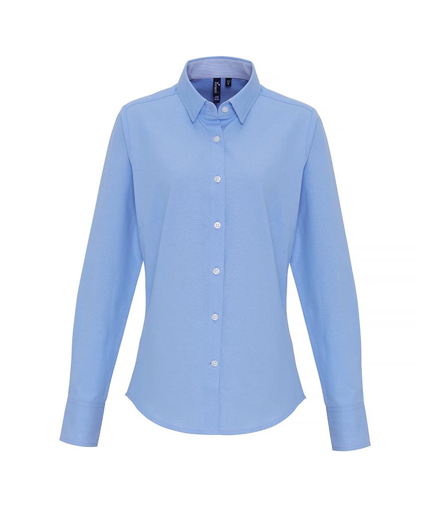 Ladies Long Sleeve Striped Oxford Shirt