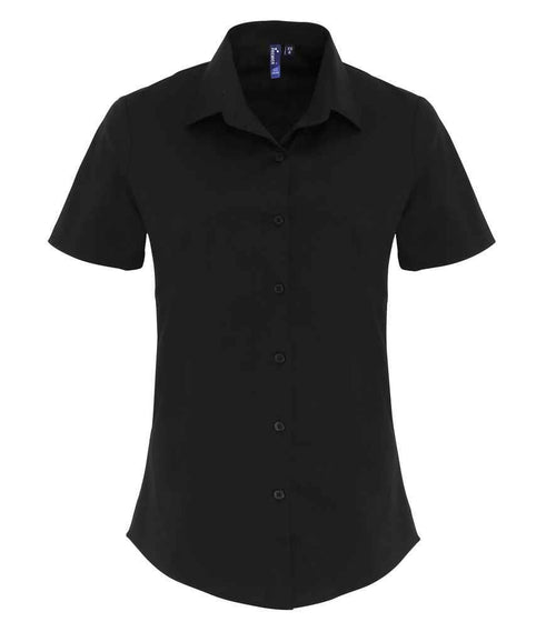 Ladies Short Sleeve Stretch Fit Poplin Shirt
