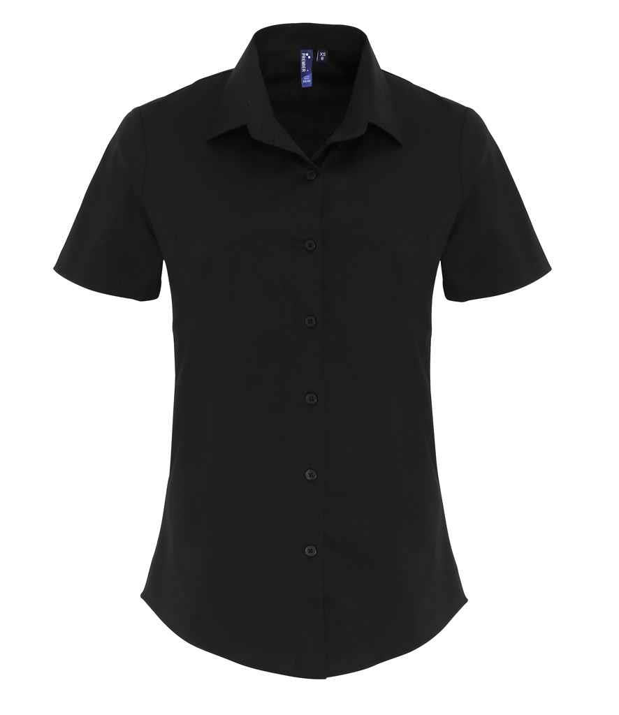 Ladies Short Sleeve Stretch Fit Poplin Shirt