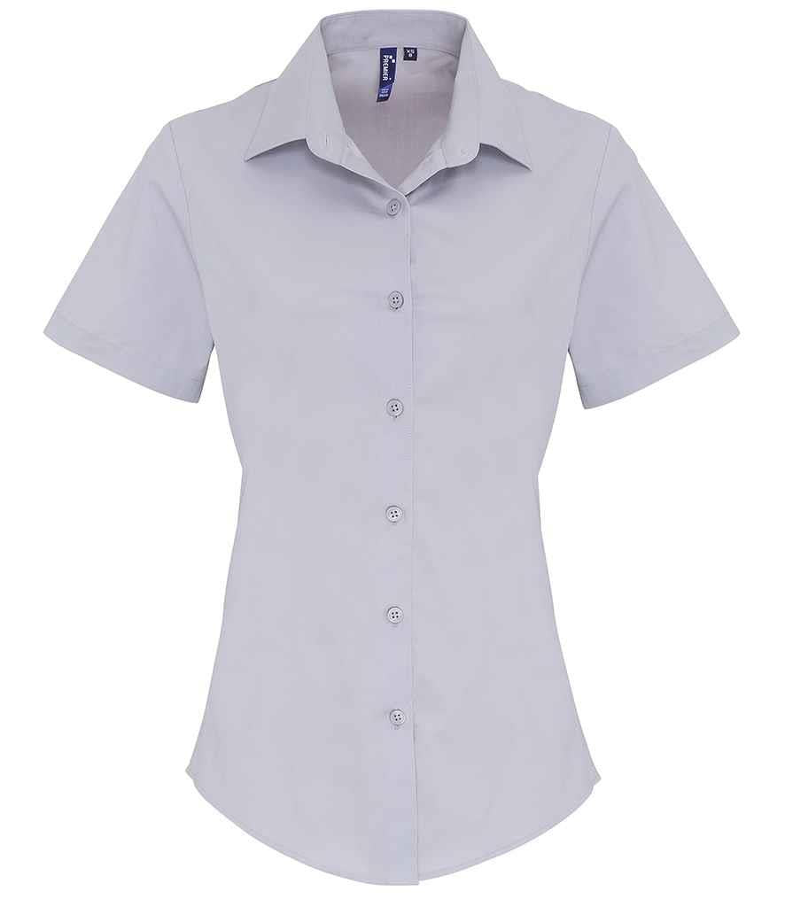 Ladies Short Sleeve Stretch Fit Poplin Shirt