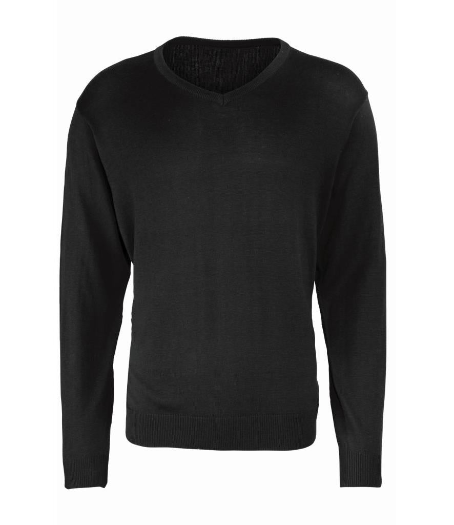 Knitted Cotton Acrylic V Neck Sweater