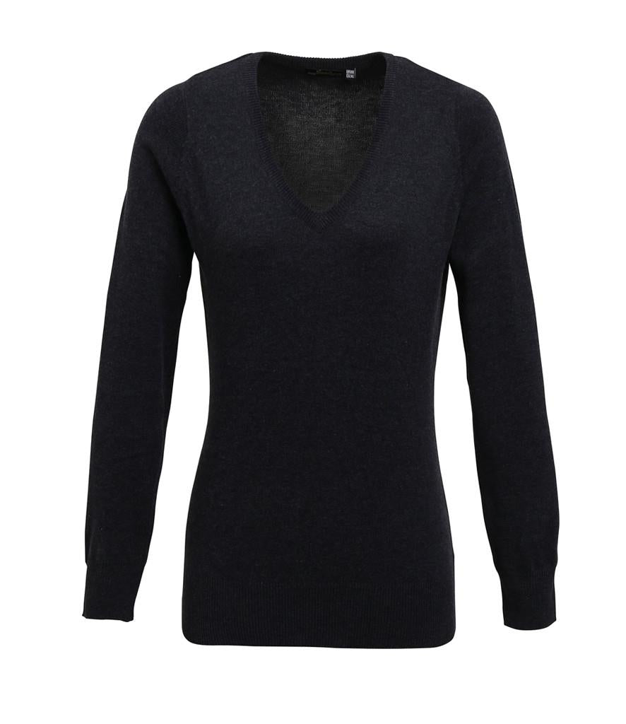 Ladies Knitted Cotton Acrylic V Neck Sweater