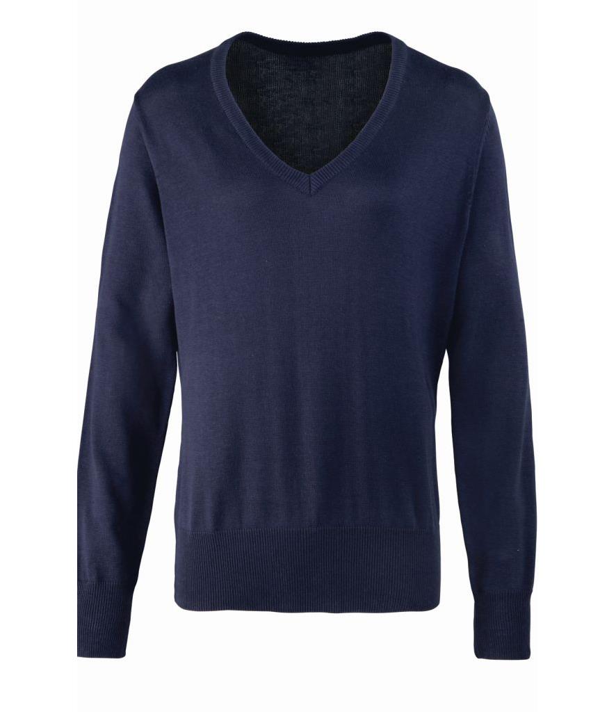 Ladies Knitted Cotton Acrylic V Neck Sweater